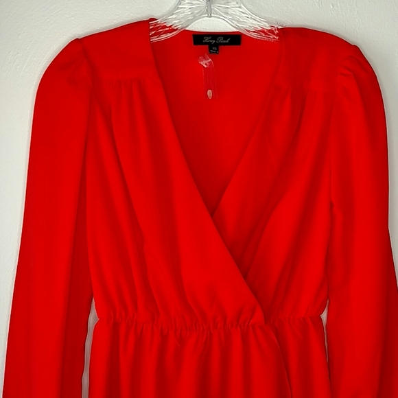 Honey Punch Coral long sleeve dress - Picture 2 of 7